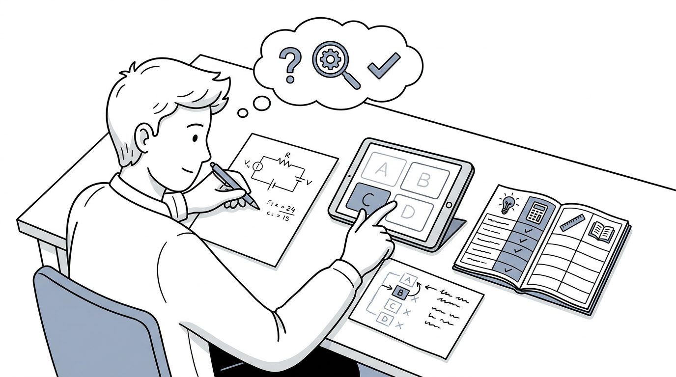 Educational illustration explaining How should you prepare for multiple choice? in How Is Cambridge IGCSE Physics 0625 Assessed?